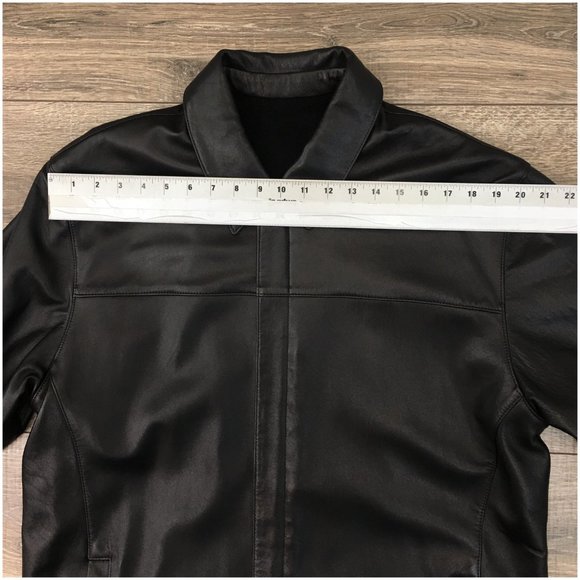 Missani Mens Leather Jacket‎ Reversible Cashmere Wool Black Zip Button Size M - Picture 10 of 14
